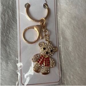 Gold and Red Teddy Bear Keychain